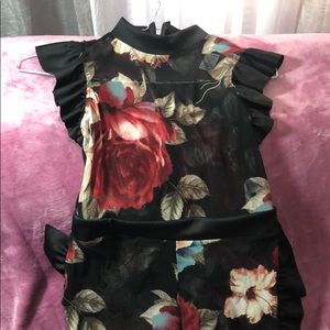 Floral sheer jumpsuit.